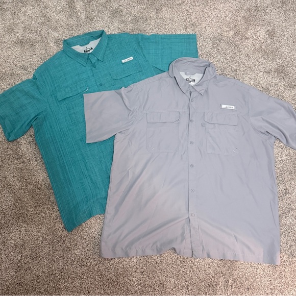Habit Men’s Gray & Teal Striped Button-Down Casual Fishing Shirts Size 2XL - Picture 1 of 16